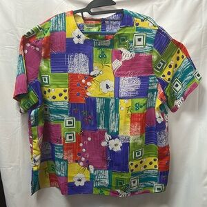 Vintage‎ Alfred Dunner Size 18 Colorful Polyester Button up shirt